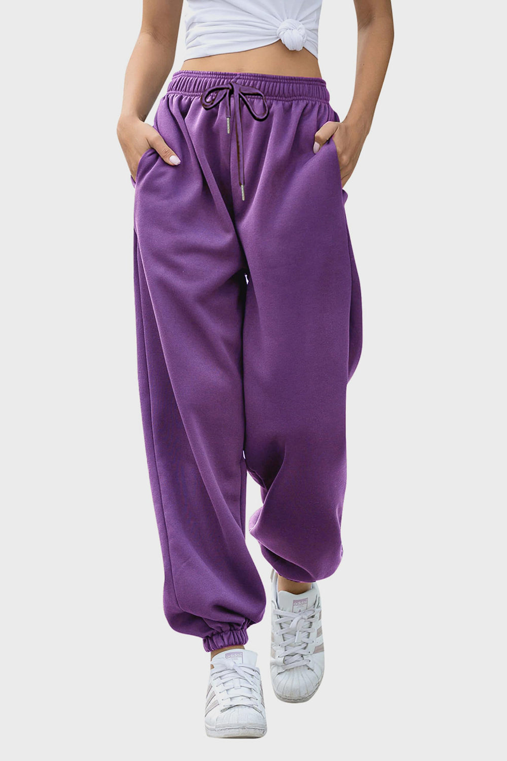 Elastic Waist Sweatpants with Pockets - Drazelle Store