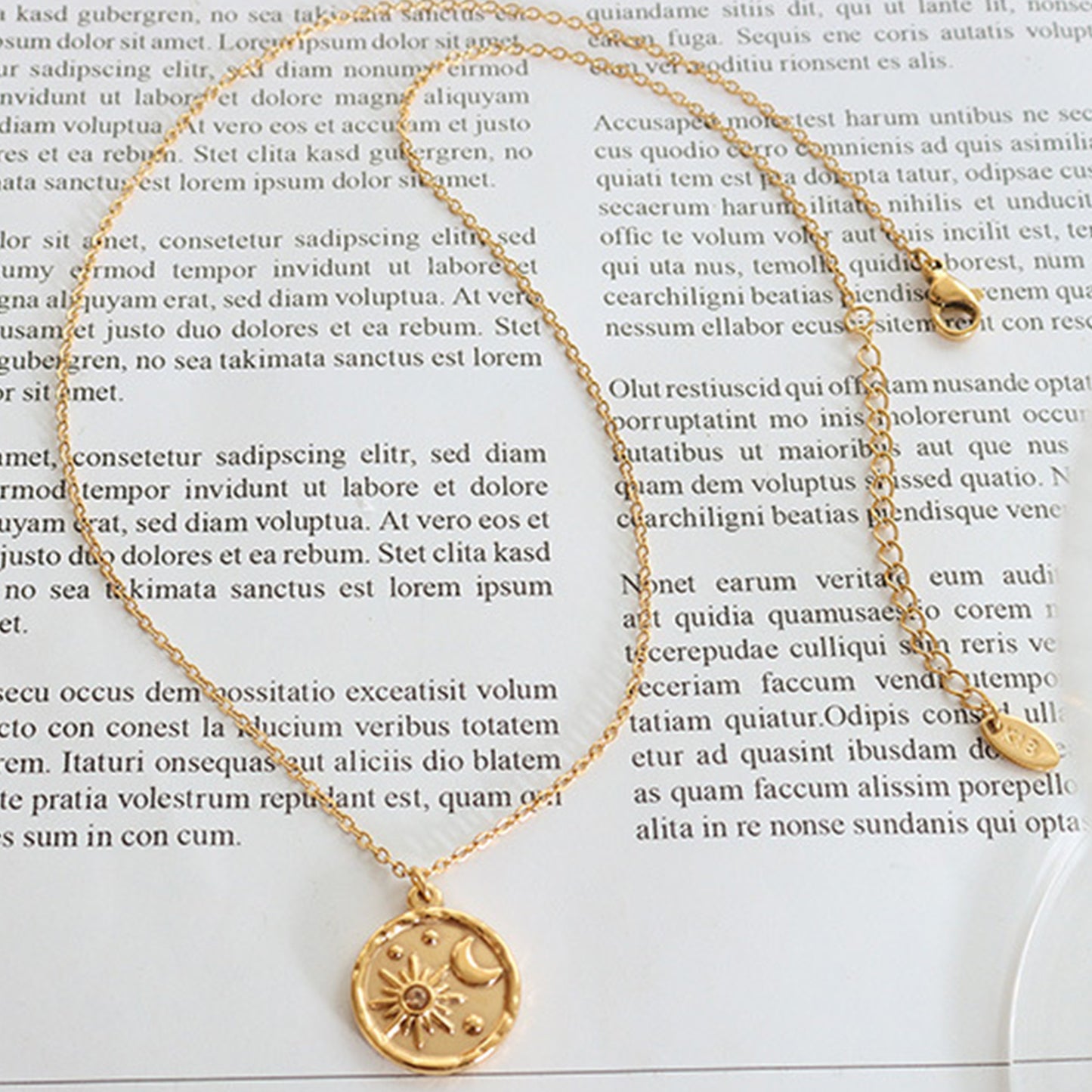 Zircon Titanium Steel Coin Shape Necklace - Drazelle Store