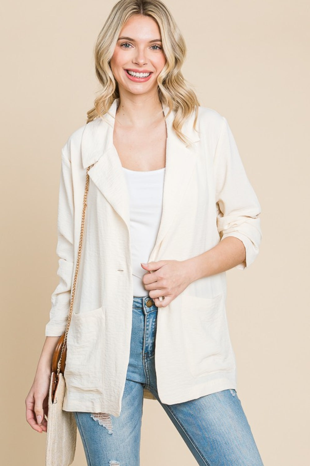 Culture Code One Button Blazer with Pockets - Drazelle Store
