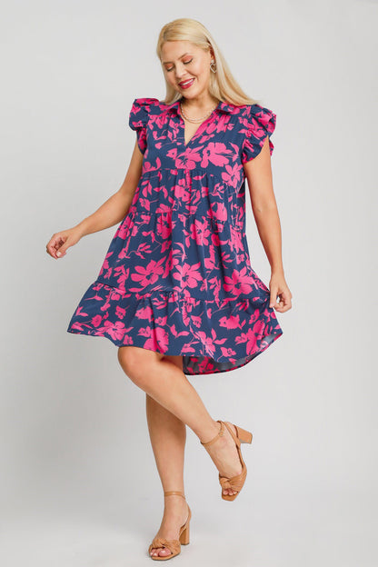 Floral Print Ruffle Cap Sleeve Tiered Dress - Drazelle Store