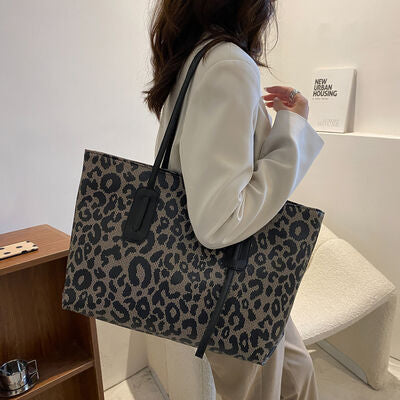 Leather Leopard Print Tote Bag - Drazelle Store