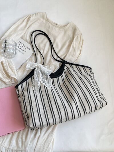 Striped Canvas Tote Bag - Drazelle Store