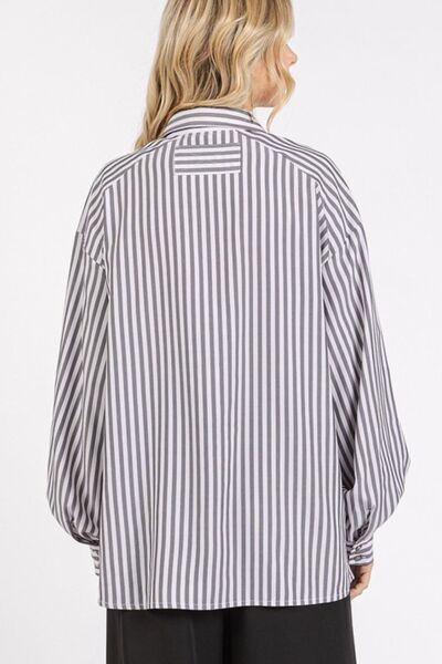 Mittoshop Button Down Striped Long Sleeve Shirt - Drazelle Store