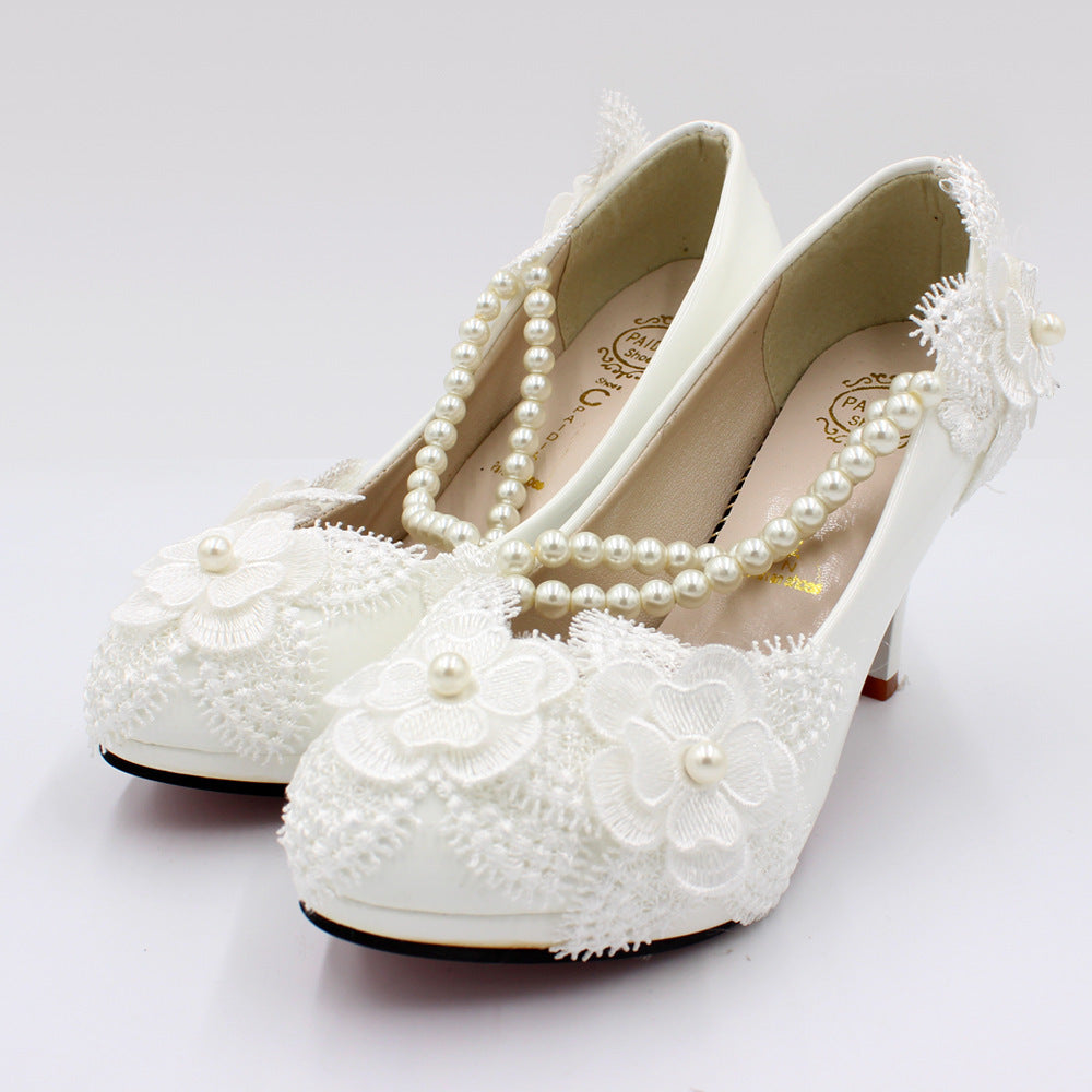 3D Floral White High Heels - Drazelle Store