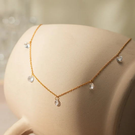 Stainless Steel Rhinestone Charm Necklace - Drazelle Store