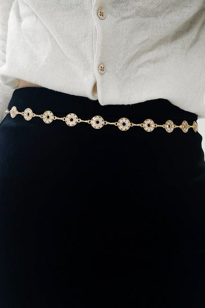 Rhinestone Decor Zinc Alloy Belt - Drazelle Store