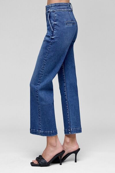 RISEN Tummy Control High Rise Crop Jeans - Drazelle Store