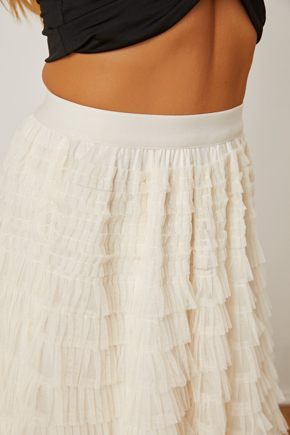 Ruched High Waist Tiered Skirt - Drazelle Store