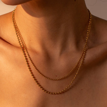 18K Gold-Plated Lobster Closure Bead Necklace - Drazelle Store