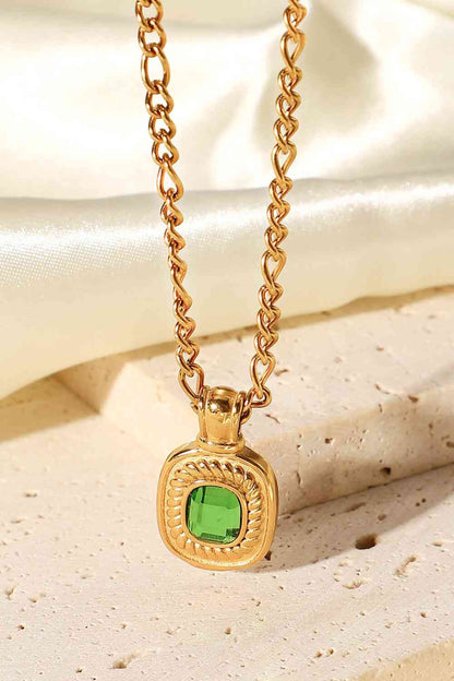 18K Gold Plated Inlaid Rhinestone Pendant Necklace - Drazelle Store