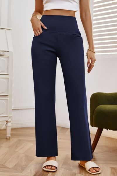 High Waist Wide Leg Pants with Pockets - Drazelle Store