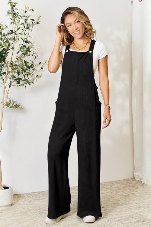 Double Take Full Size Wide Strap Overall with Pockets - Drazelle Store