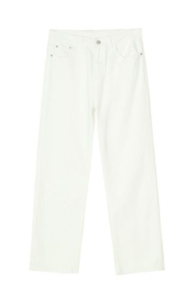 Washed Straight-Leg Slim Jeans - Drazelle Store