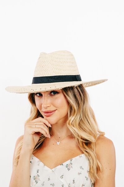 Fame Basket Weave Straw Sun Hat - Drazelle Store