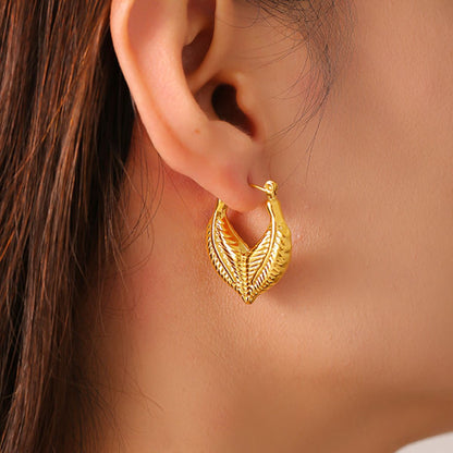 Titanium Steel Leaf Shape Earrings-Drazelle Store