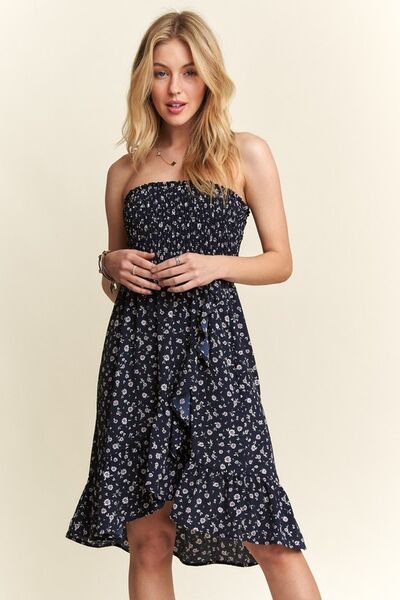 ADORA Smocked Floral Tube Dress with Pockets - Drazelle Store