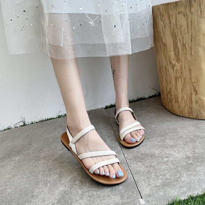 Fashion Cross Buckle Sandals Roman Flat Sandals Women's Shoes