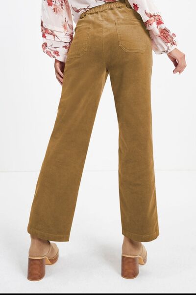 Half Elastic Waist Straight Pants - Drazelle Store