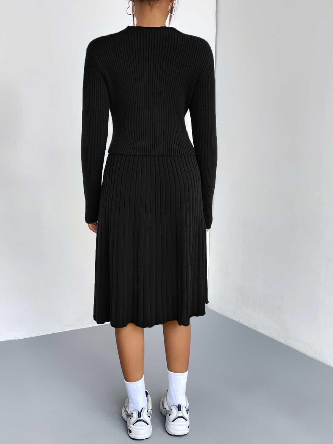 Rib-Knit Sweater and Skirt Set - Drazelle Store