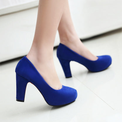 Shallow Mouth Suede Pumps Thick Heel Water Platform Super High Heel - Drazelle Store