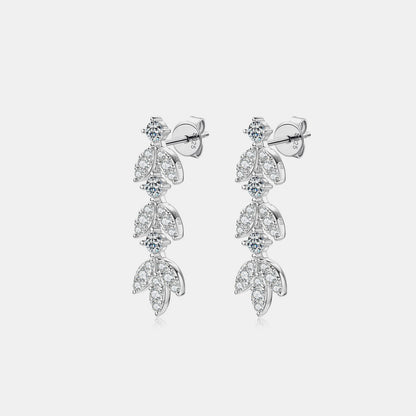 925 Sterling Silver Moissanite Leaf Earrings-Drazelle Store