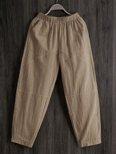 Elastic Waist Pants with Pockets - Drazelle Store