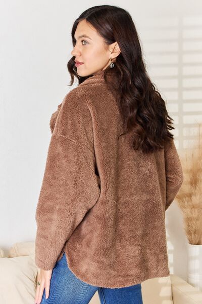 Culture Code Double Breasted Fuzzy Coat - Drazelle Store