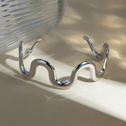 Stainless Steel Wave Shape Bracelet - Drazelle Store