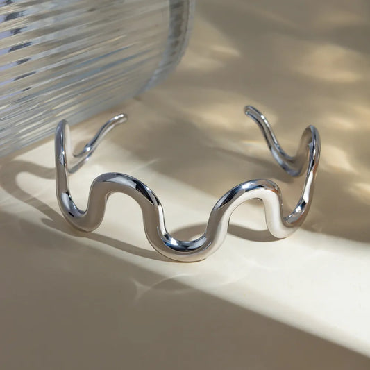 Stainless Steel Wave Shape Bracelet - Drazelle Store