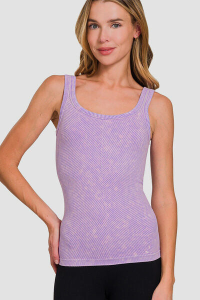 Zenana Ribbed Scoop Neck Tank - Drazelle Store