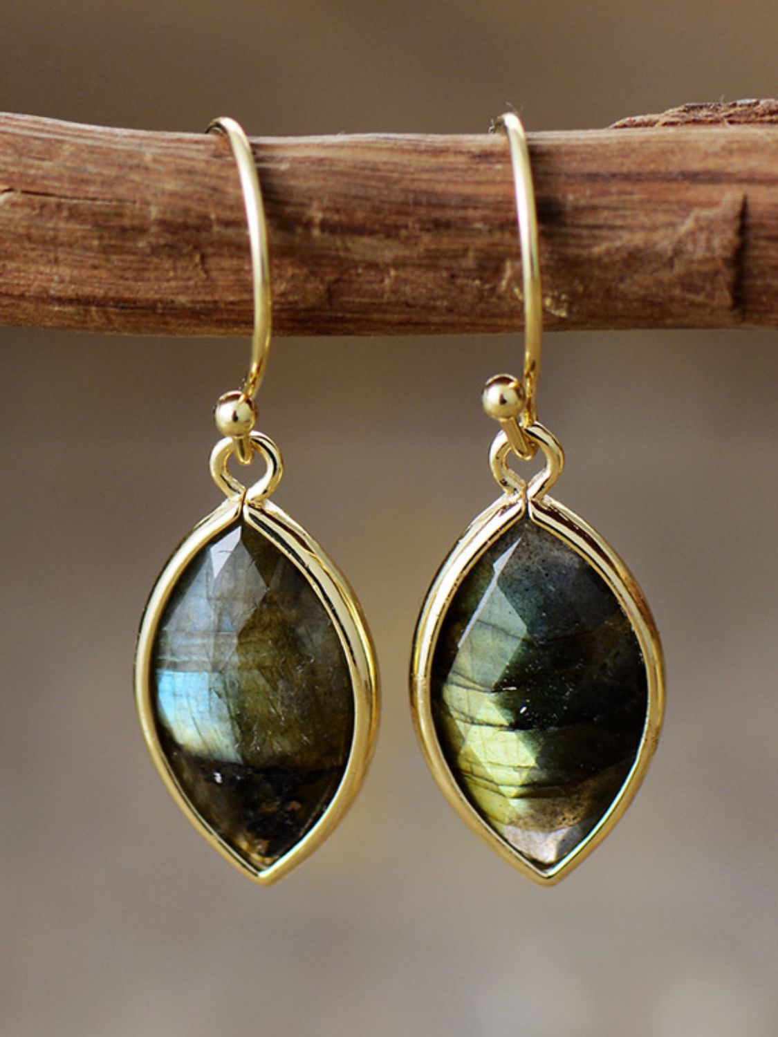 Geometrical Shape Natural Stone Dangle Earrings-Drazelle Store