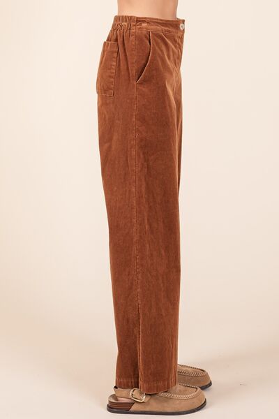 Mito shop Corduroy Back Elastic Waist Pants - Drazelle Store