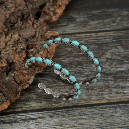 Artificial Turquoise C-Hoop Earrings-Drazelle Store