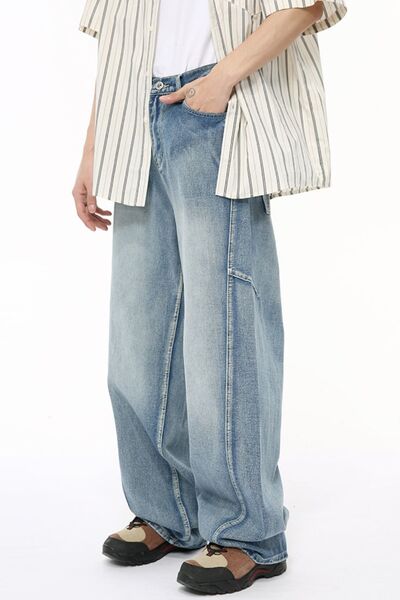 Mid Rise Wide Leg Jeans - Drazelle Store