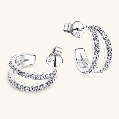 Moissanite 925 Sterling Silver C-Hoop Earrings-Drazelle Store