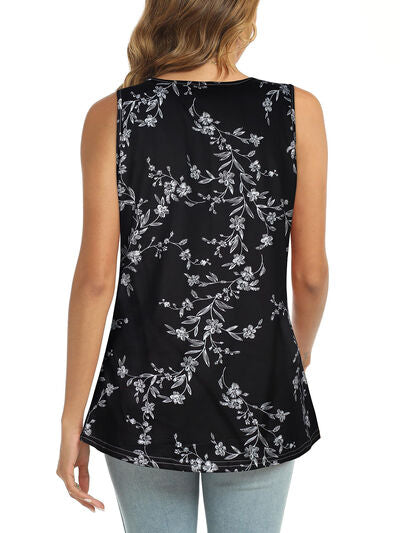 Printed Round Neck Tank - Drazelle Store