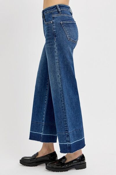 RISEN Full Size High Rise Crop Wide Hem Jeans - Drazelle Store