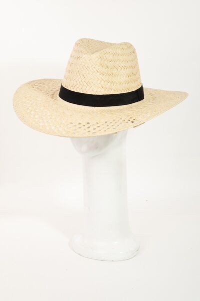 Fame Basket Weave Straw Sun Hat - Drazelle Store