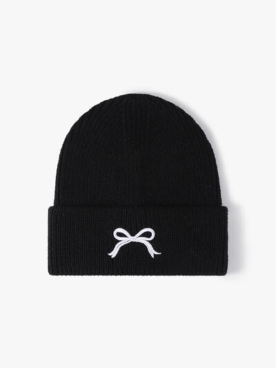 Embroidered Bow Knit Hat - Drazelle Store