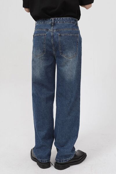 Mid Rise Baggy Jeans with Pockets - Drazelle Store