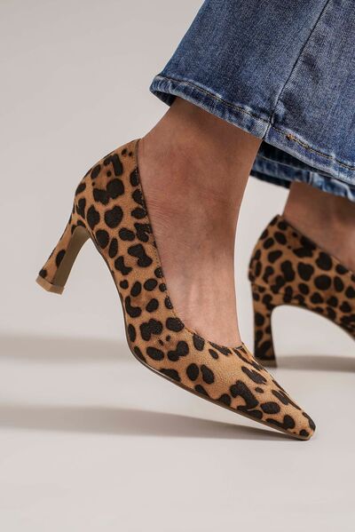 Beast Fashion Faux Suede Leopard Point Toe Pumps - Drazelle Store