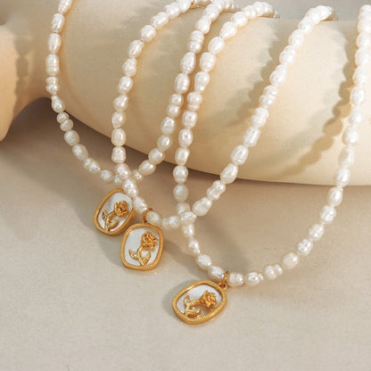 18K Gold-Plated Freshwater Pearl Necklace - Drazelle Store