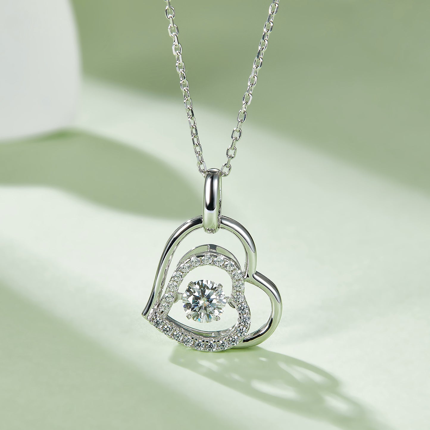 Moissanite 925 Sterling Silver Heart Necklace - Drazelle Store