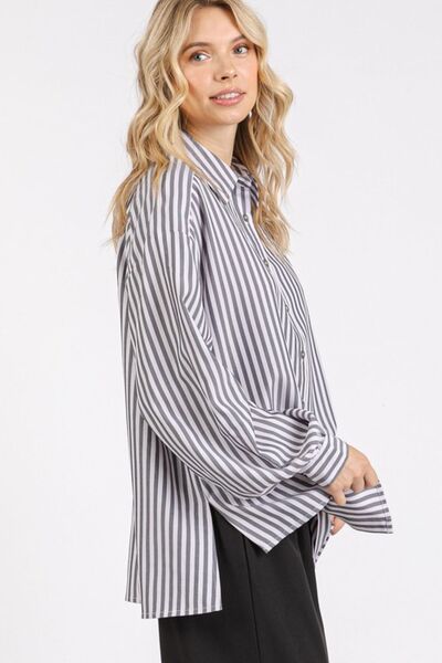 Mittoshop Button Down Striped Long Sleeve Shirt - Drazelle Store