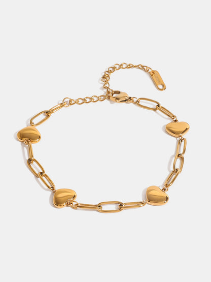 Gold-Plated Stainless Steel Heart Bracelet - Drazelle Store