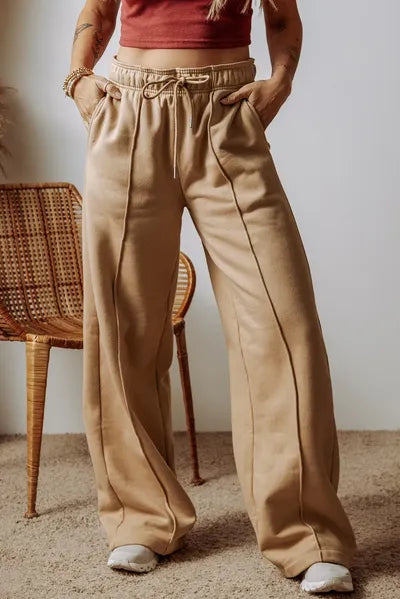 Drawstring Wide Leg Pants with Pockets - Drazelle Store