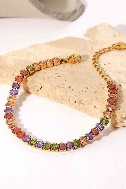 18K Gold Plated Multicolored Zircon Bracelet - Drazelle Store