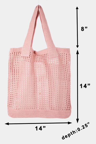 Fame Pointelle Knit Crochet Tote Bag - Drazelle Store