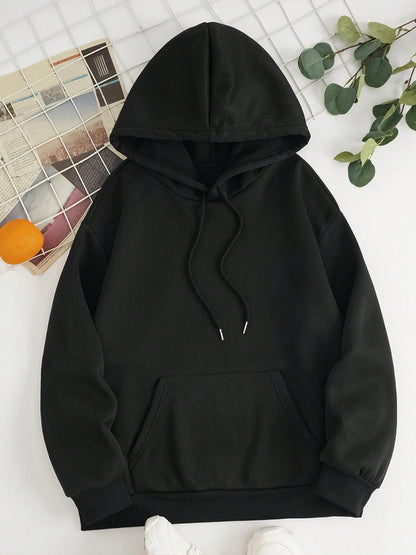 Drawstring Dropped Shoulder Hoodie - Drazelle Store