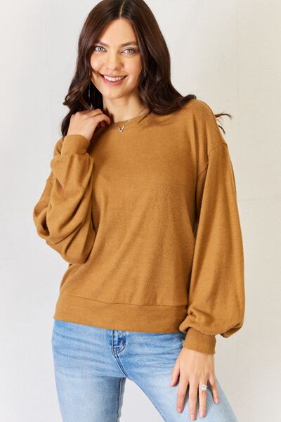 HYFVE Round Neck Long Sleeve Top - Drazelle Store